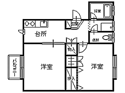 サンハイツM 2Kの間取図画像