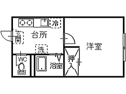 グリーンパーク日高F棟 1Kの間取図画像