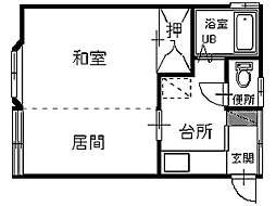 レジデンス長町 1Kの間取図画像