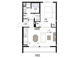 メゾンカルテット桜町 1LDKの間取図画像