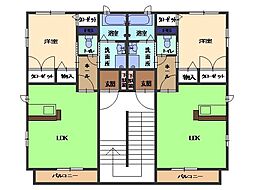 バス 西蟹屋町下車 徒歩2分の賃貸アパート 2階1LDKの間取り