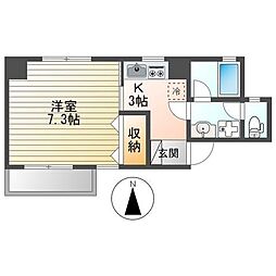 広島電鉄1系統 市役所前駅 徒歩3分の賃貸マンション 3階1Kの間取り