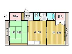 サンライブ藤井 2DKの間取図画像