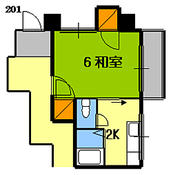 大西ビル 1Kの間取図画像