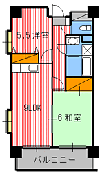 佐藤ビル 3階2LDKの間取り