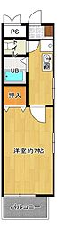 横田第二ビル 1Kの間取図画像