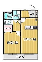 ドミール・エヌ 1LDKの間取図画像