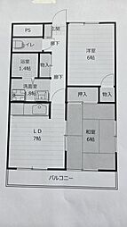 グリーンヒルズ 2DKの間取図画像