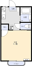 サンライズ竹部 2階1Kの間取り