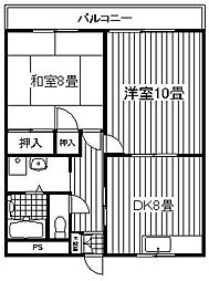 サガワマンション2 2DKの間取図画像