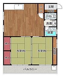 栄松マンション 2LDKの間取図画像