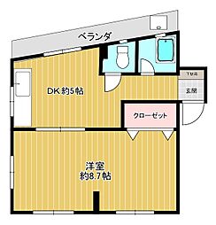 サカイアパート 1DKの間取図画像