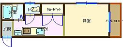 城本ビル 4階ワンルームの間取り