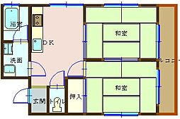 すえむらビル 2階2DKの間取り