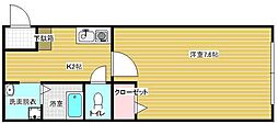 うしおハイツ 1Kの間取図画像