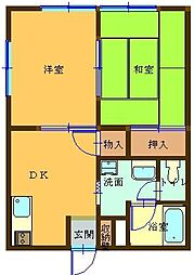 Fハイツ 2DKの間取図画像