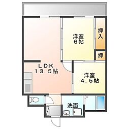 ハイツ広白石 2LDKの間取図画像