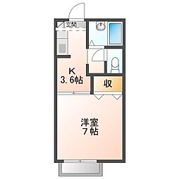ベルフローラ海岸通 1Kの間取図画像
