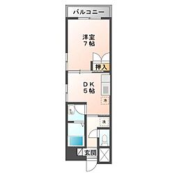 ロサンジュ西中央 1DKの間取図画像