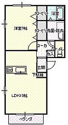 ｋ’ｓ　casa ｃ 1階1LDKの間取り