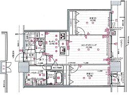 アルファゲートタワー福山駅前 2LDKの間取図画像