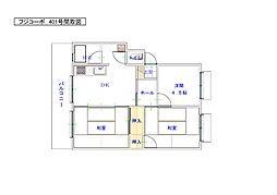 フジコーポ 4階3DKの間取り