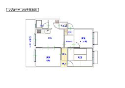 フジコーポ 4階3DKの間取り