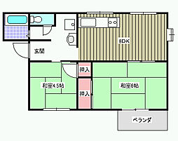サンライズソファレ 2DKの間取図画像