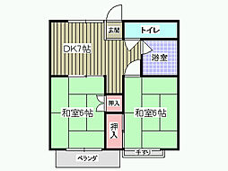秋山コーポ2 2DKの間取図画像