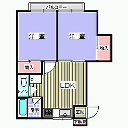 レジデンス北本庄B 2DKの間取図画像