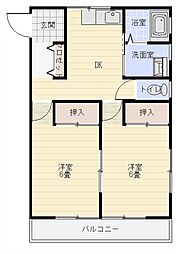 バス 西深津2丁目下車 徒歩2分の賃貸アパート 2階2DKの間取り