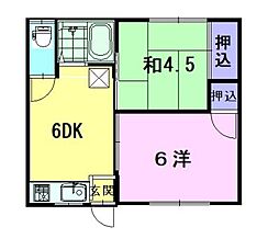 安達アパート 2DKの間取図画像