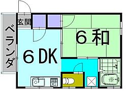 笠原アパート 1DKの間取図画像