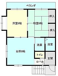 井原鉄道 湯野駅 徒歩10分の賃貸アパート 2階2DKの間取り