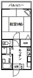 パレ2番町 1Kの間取図画像