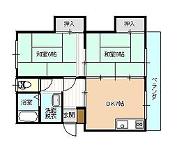 向原コーポ土肥 2DKの間取図画像