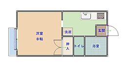 アイタウンA棟 1Kの間取図画像