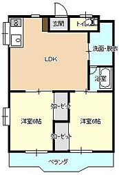 タウンボナンザ 2LDKの間取図画像