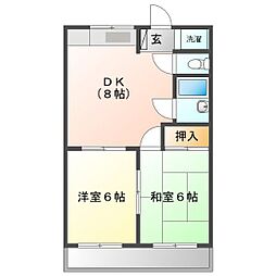 ディアコート川口 2DKの間取図画像