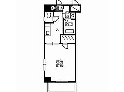 CUBE城町 6階1Kの間取り