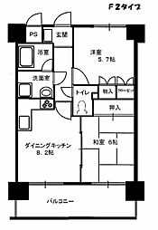 ダイアパレス沖野上 2DKの間取図画像