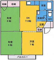コーポサンハイツC 3DKの間取図画像