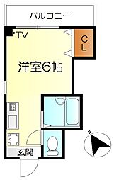 カネノリビル 1Kの間取図画像