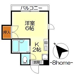 カネノリビル 1Kの間取図画像