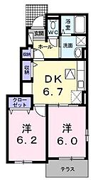 ブランシュールD 2DKの間取図画像