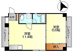 山田ビル 1LDKの間取図画像