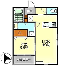 M・テラス吉浦新町II 1LDKの間取図画像