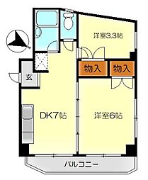 白島2NDビル 2DKの間取図画像