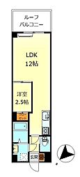 JJリバーサイド三条 1LDKの間取図画像