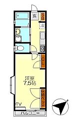 セピアカーサ堀田 1Kの間取図画像